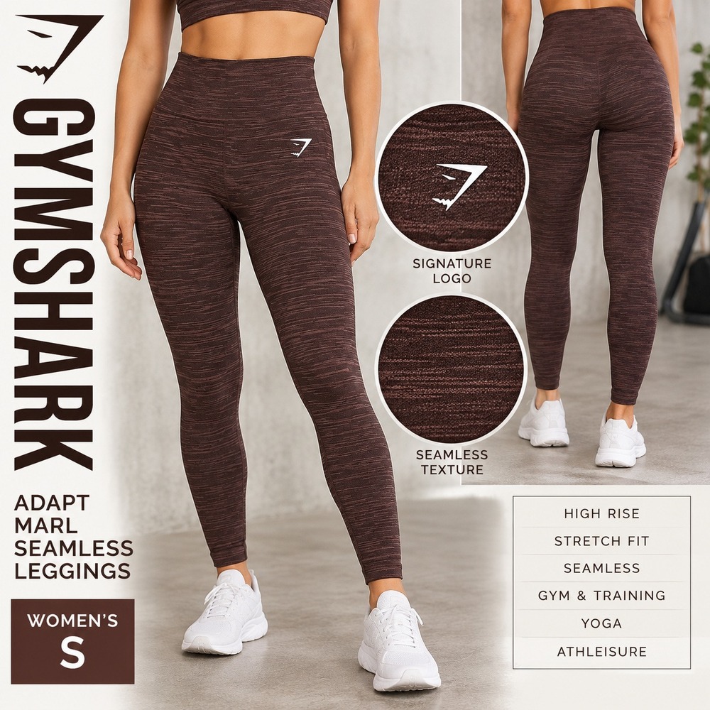 Gymshark Adapt Marl Seamless Leggings Women Small Brown Activewear High Waisted